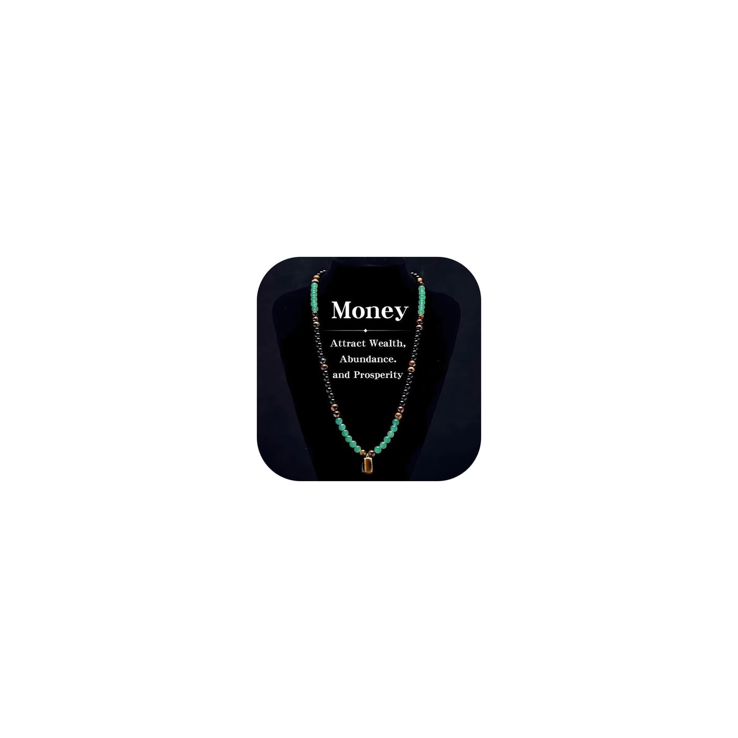 Money Bracelet and Necklace Long Jade Beaded Necklace for Men Protection Necklace for Women Money Attraction Necklaces Amulet Feng Shui Wealth Spiritual Crystal Jewelry Hematite Obsidian Tiger Eye Jewelry Gifts