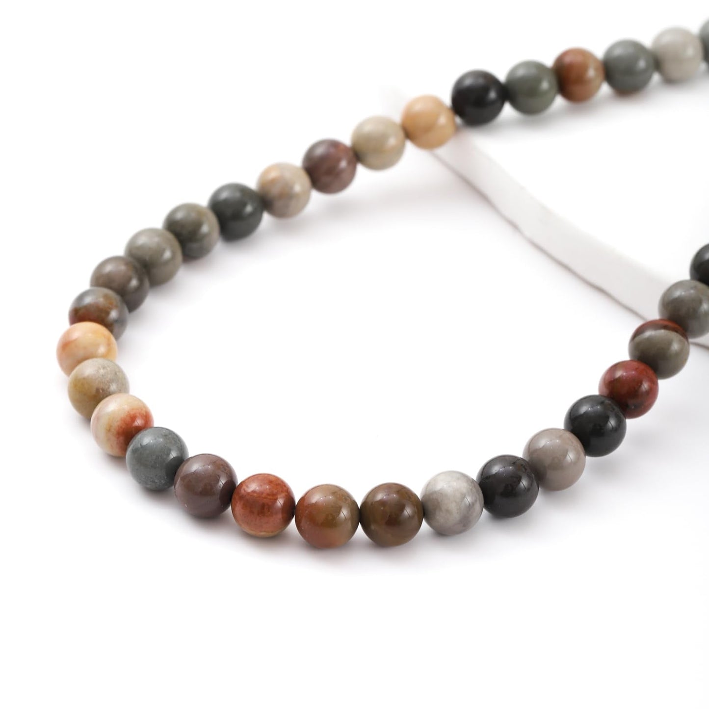 6mm 60pcs DIY Natural USA Picture Stone Beads Round Healing Crystal Gemstone Loose Beads for Jewelry Making Handmade Bracelet Necklace