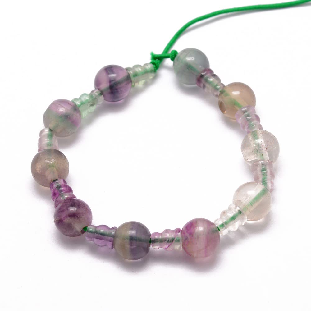 10 Sets Natural Stone Buddhist Mala Guru Bead Set 10mm 3 Hole Fluorite Gemstone Healing Chakra Stone Prayer Bead for Mala Bracelet Rosary Necklace Jewelry Making