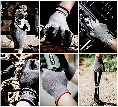 Onmaru Corestar Safety Work Gloves Sandy MicroFoam Nitrile Palm Coated Seamless Nylon Micro-Foam Gloves (10pair XL)