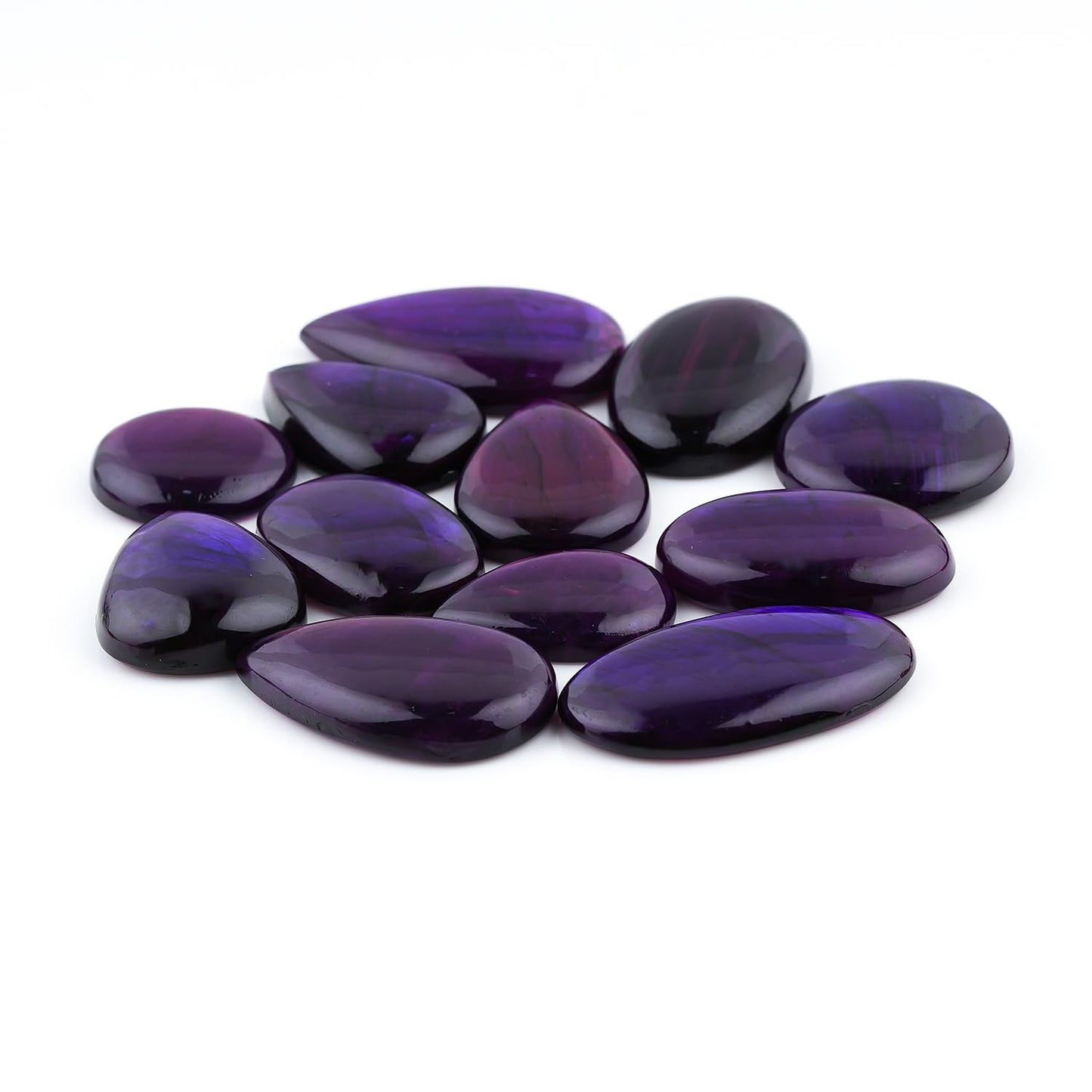 GEMKORA 5PCS Purple Labradorite Mix Gemstones Cabochons, Jewelry Making Loose Stones, Polished Gems, DIY, Wire Wrapping, Healing Crystals, Bulk Gemstone Deal (20-30mm)