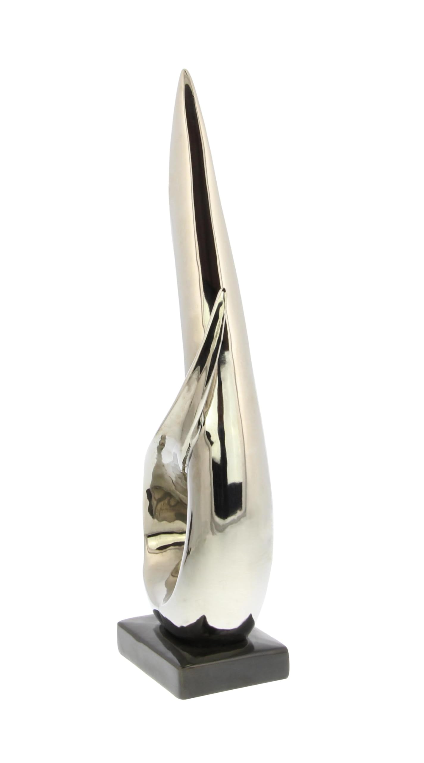 Deco 79 Porcelain Ceramic Abstract Decorative Sculpture Home Decor Statue with Black Base, Accent Figurine 8" x 4" x 17", Silver