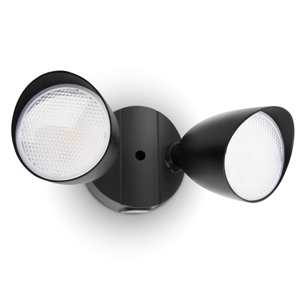 LUTEC 6222B 3500 Lumen 32 Watt 28 LED Dual-Head Floodlight Outdoor, Full Metal Design, Waterproof Exterior Security Wall Light 5000K for Patio, Garden, Yard-Black