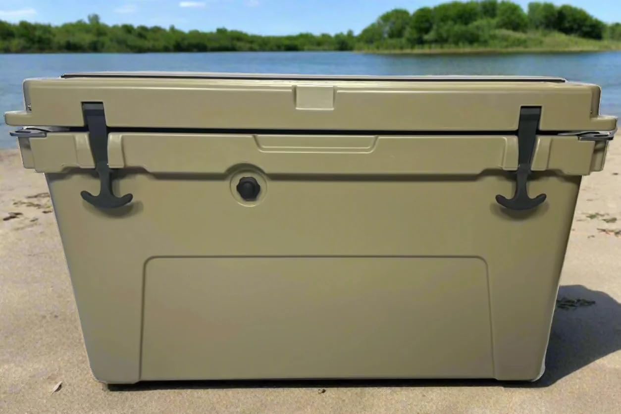 WAQUE Sports Premium Outdoor Cooler – 70 Liter Insulated Ice Chest with Heavy-Duty Handles, Leakproof Seal & UV Protection – Beige – Ideal for Fishing, Camping, Boating & Tailgating