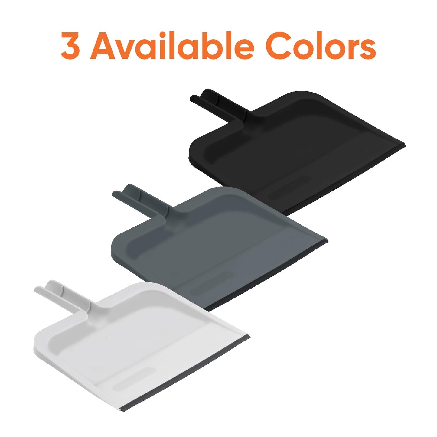 Superio Clip-On Dustpan with Rubber Lip - 10-inch Wide Durable Plastic Dust Pan with Comfort Grip Handle, 2-Pack (Grey)