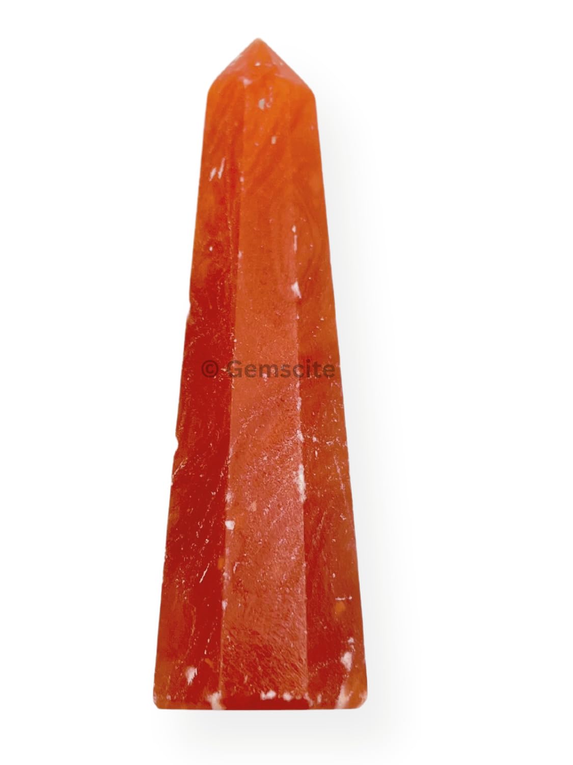 WholesaleGemShop 3 Inch (70 mm) Gemstones Orange Selenite Obelisk Tower Jumbo Facet Aura Rock Crystal Natural Polished Earth Wand Spirit