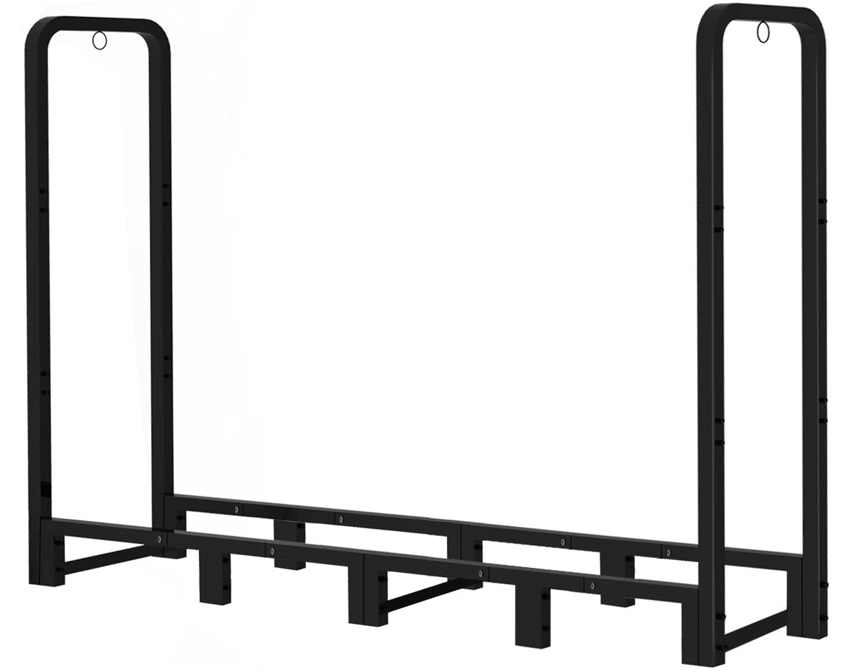 Artibear Firewood Rack Stand 6ft Heavy Duty Logs Carrier Holder for Outdoor Indoor Fireplace, Matte Black