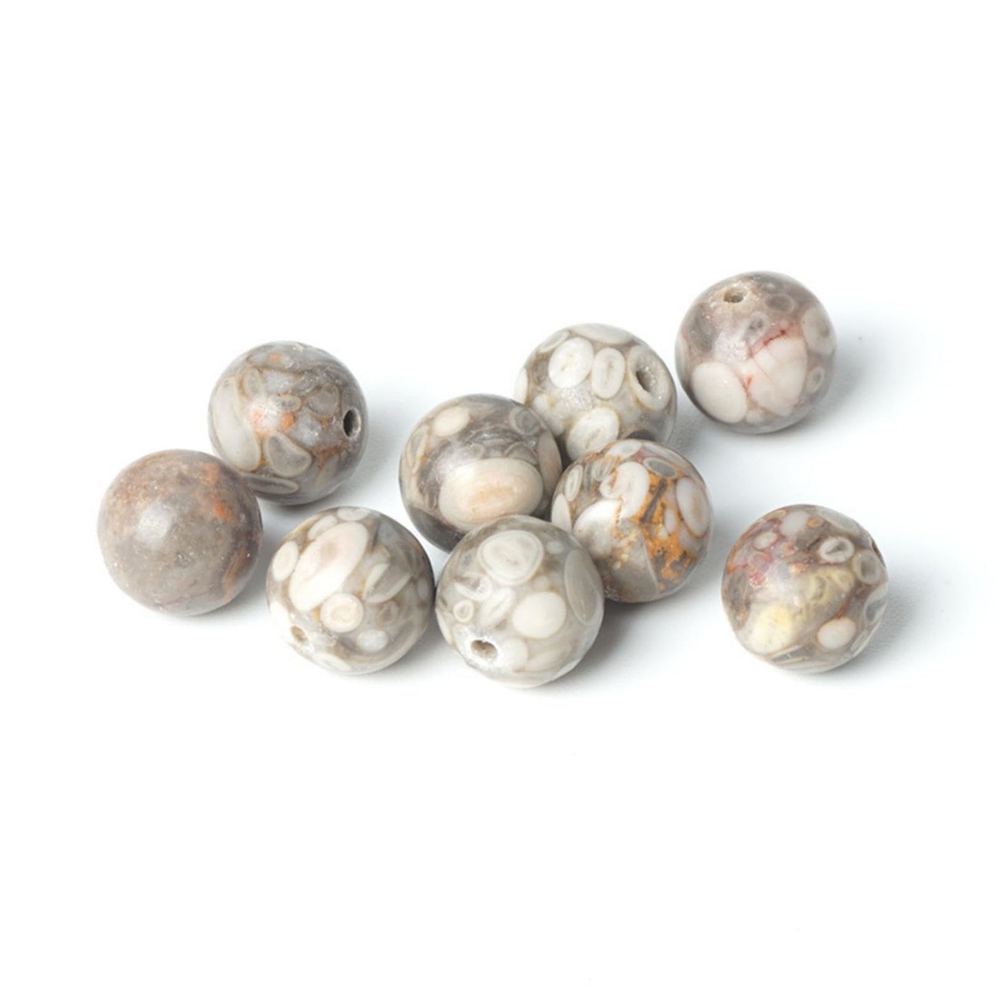 100Pcs Natural Stone 6mm Maifanite Round Loose Gemstone Energy Healing Beads Hole Size 1mm DIY Smooth Beads for Bracelet Necklace Earrings Jewelry Making