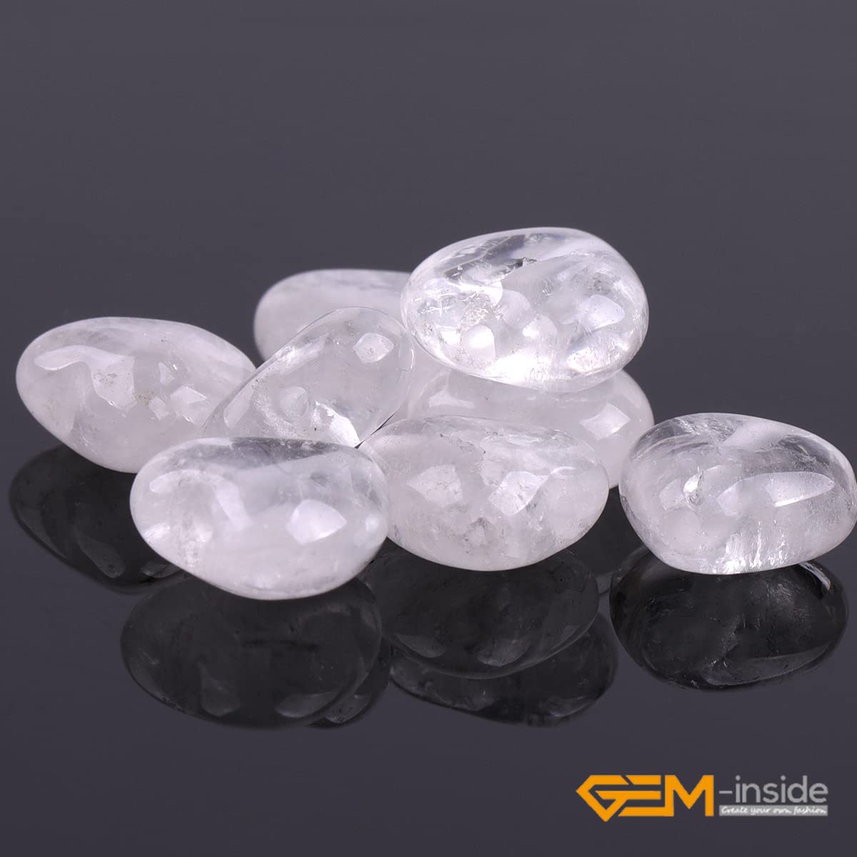GEM-Inside 10mm Heart Charms Natural White Cloudy Rock Quartz Crystal Gemstone Stone Beads for Jewelry Making Full 15" Strand Power Energy Healing Chakra Stone Beads