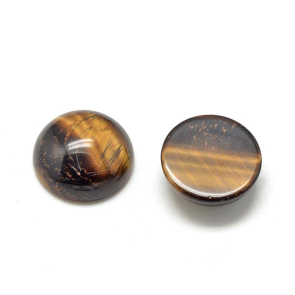 Fashewelry 50Pcs Natural Tiger Eye Cabochon Stone Half Round Beads 6mm Tiny Flat Back Gemstone Chakra Healing Crystal Cover Cabs for Jewelry Making