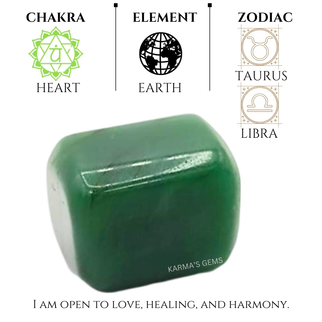 Karma Gems Green Jade Tumbled Stones Natural Crystal Kit for Reiki Healing Crystal Polished, Tumble Stones, Chakra Balancing, Reiki Gift, Home Decor (15-25 MM)