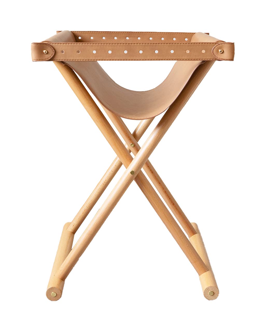 SORBARIA Vegan Soft Leather Solid Beech Wood Multipurpose Foldable Portable Foot Stool Vanity Stool or Freestanding Magazine Holder -Van Dyke Brown