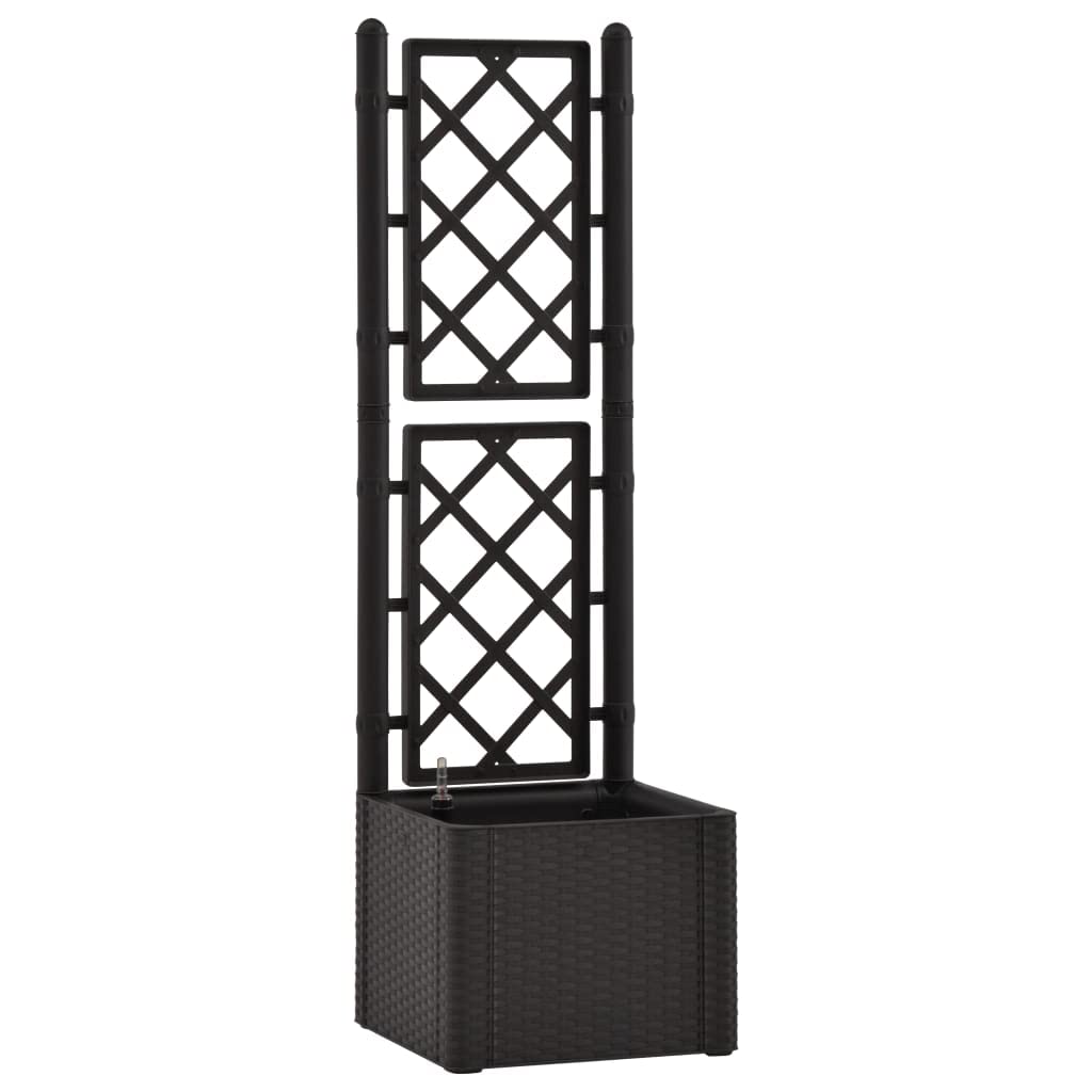 Makastle Garden Raised Bed with Trellis and Self Watering System Plastic Climbing Planter Rattan Design Planter Container Flower Box Garden Decoration 16.9" x 16.9" x 55.9"