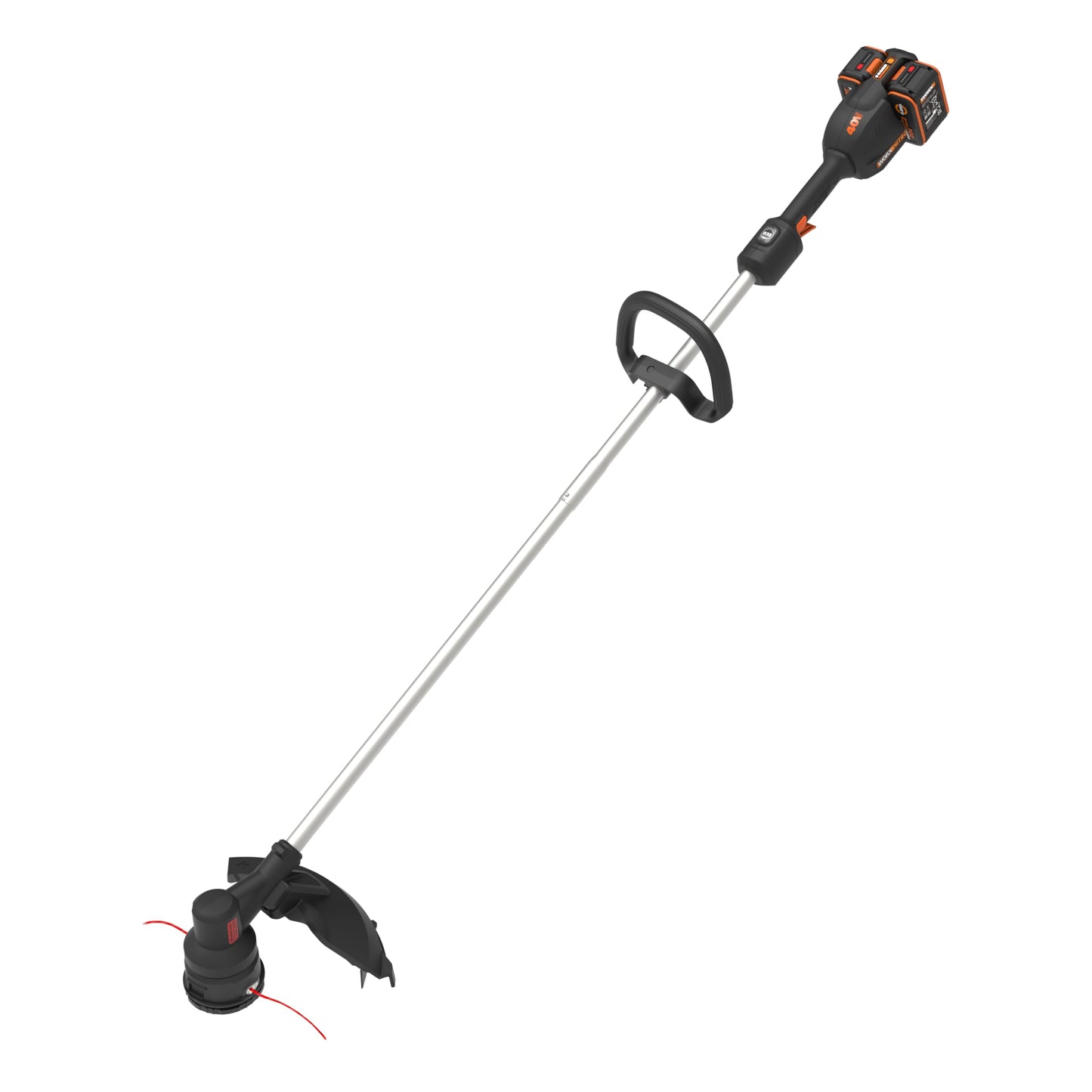 Worx Cordless String Trimmer, 15" Electric Weed Wacker with Dual-exit Bump-Feed Head, 25CC Gas-Like 40V Weed Eater with Brushless Motor, 2 × 4.0 Ah Batteries & Charger Included, WG185