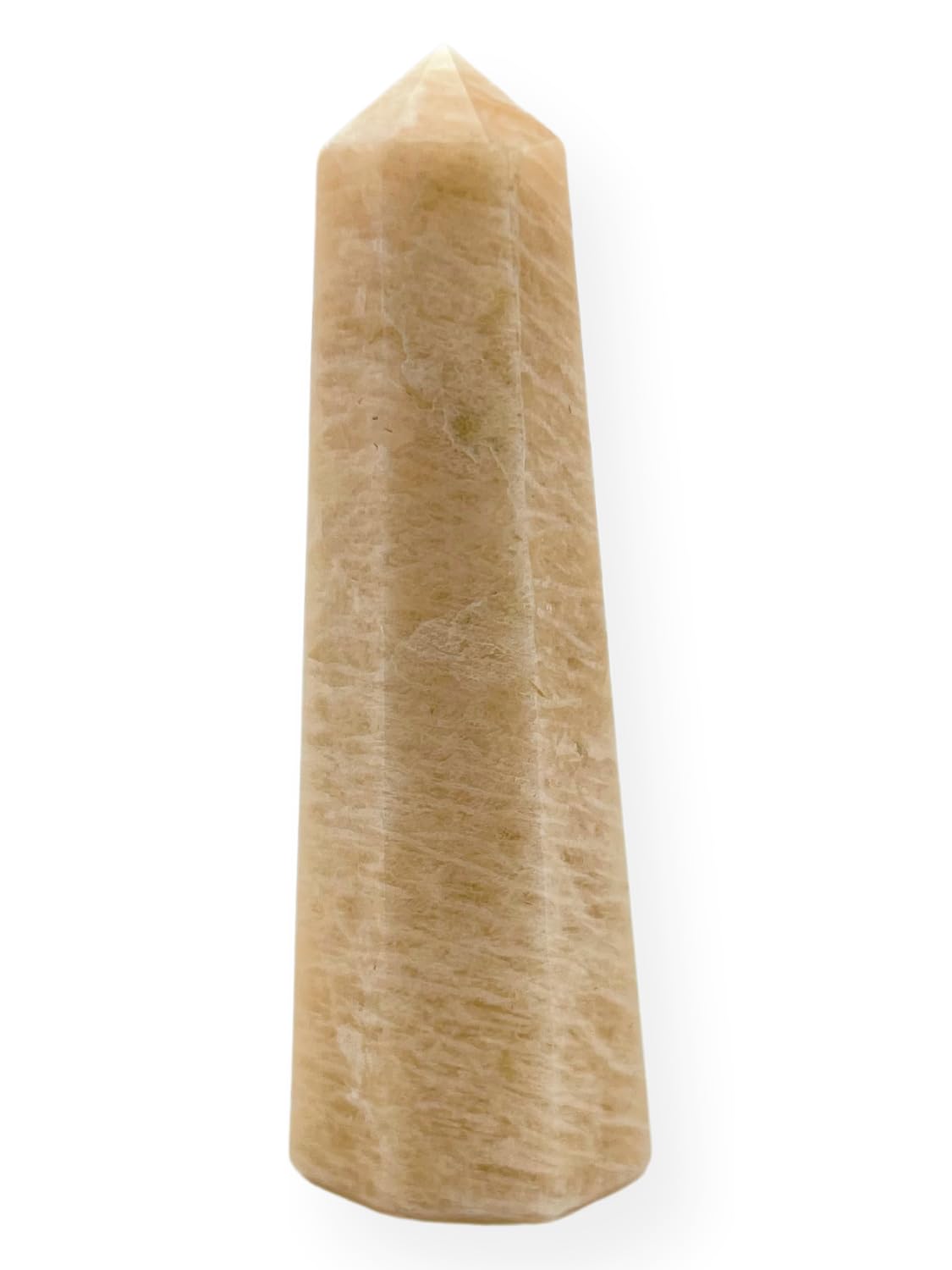 WholesaleGemShop 3 Inch (70 mm) Gemstones Cream Moonstone Obelisk Tower Jumbo Facet Aura Rock Crystal Natural Polished Earth Wand Spirit