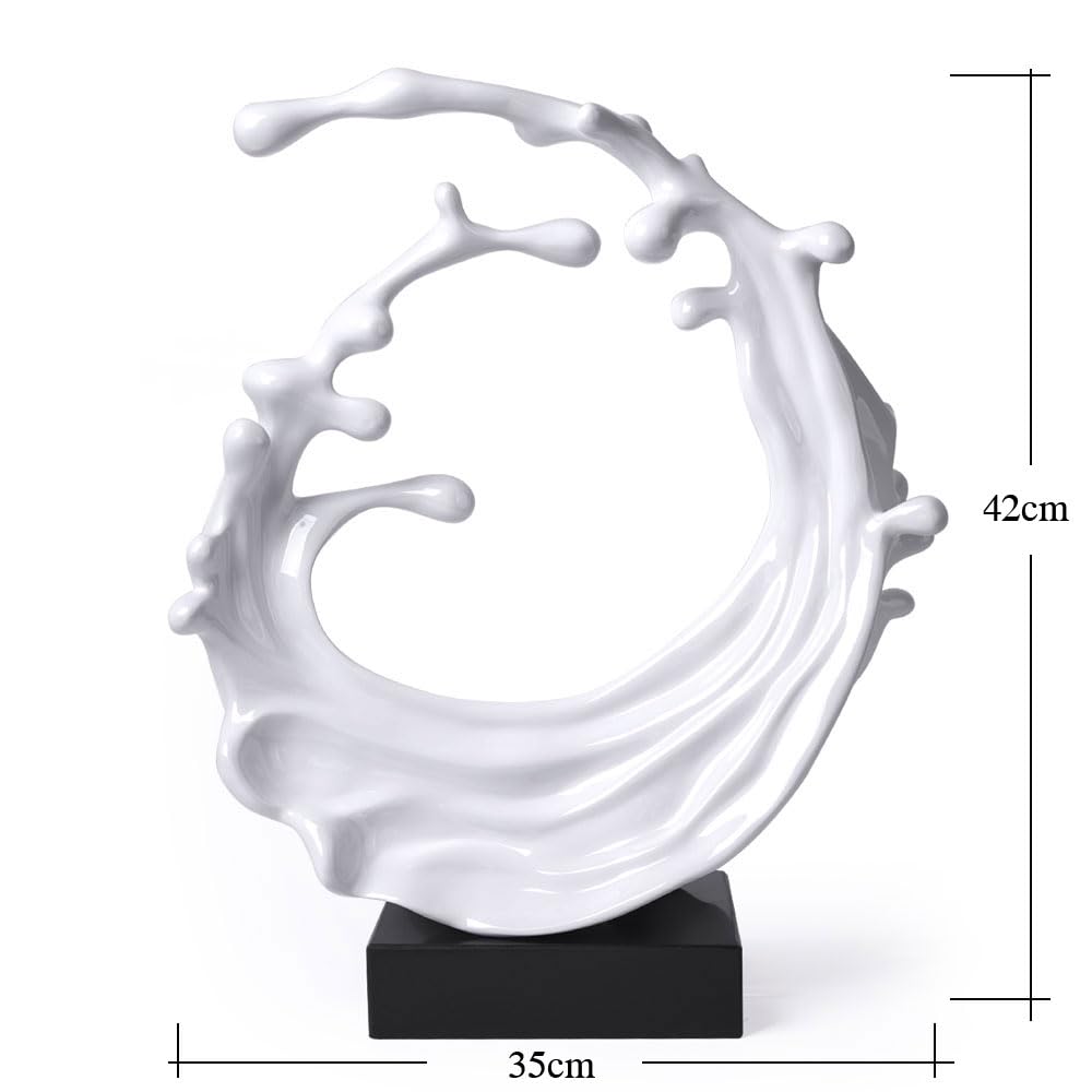 NENBOLEC Abstract Sculpture Decor Modern Art Gift Sea Wave Figurine Table Centerpiece Statue for Living Room Bedroom Office White 16.5 Inch