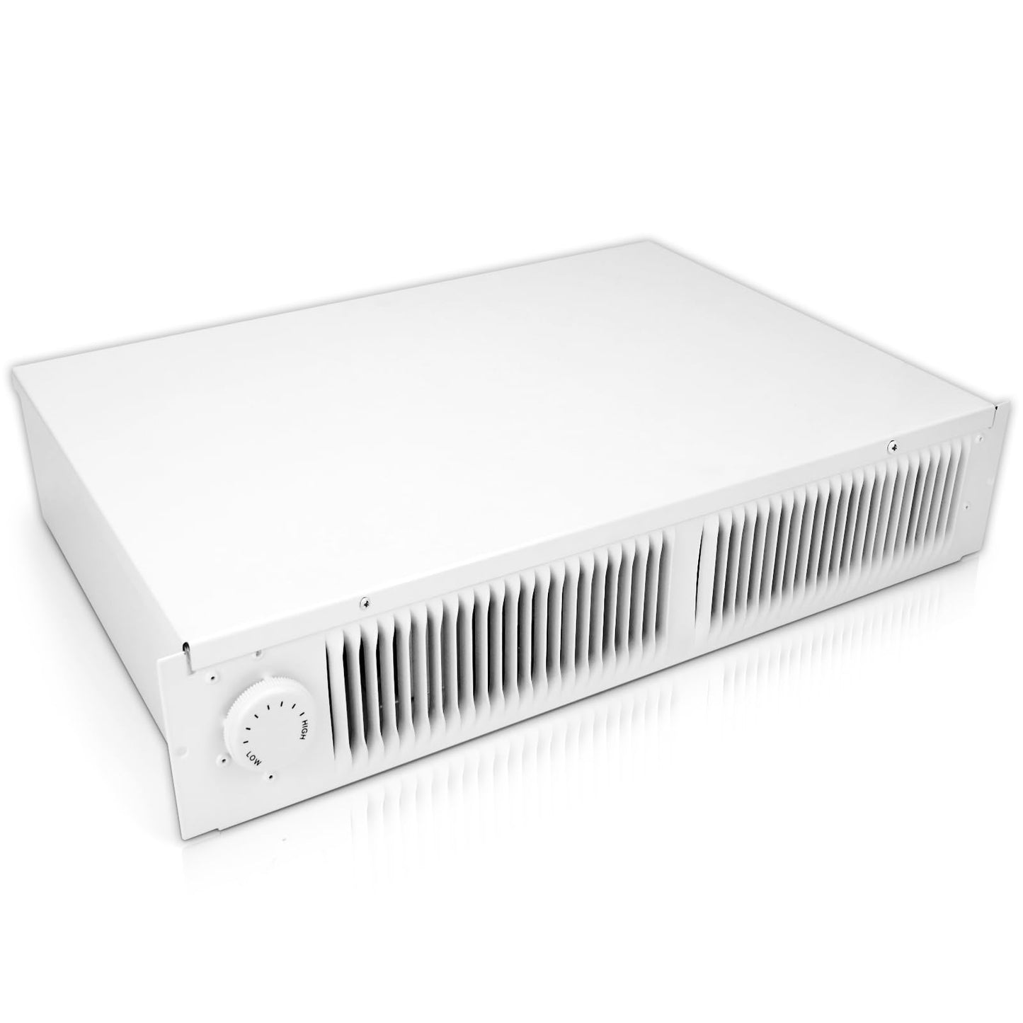 Model 112 Electric kickspace heater with built-in thermostat, 1500W toe kick heater, suitable for cabinet, vanity, and stairwell kick spaces, white