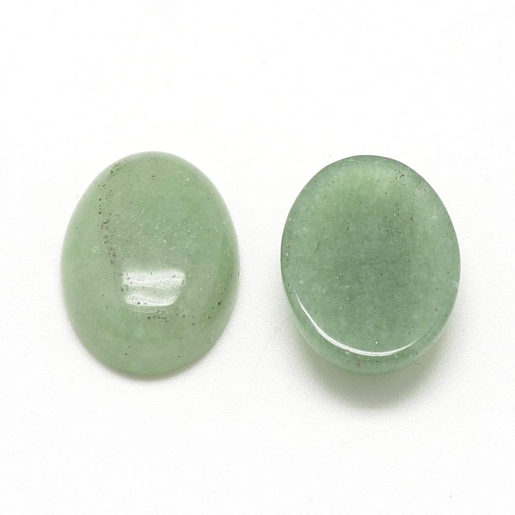 Fashewelry 50Pcs Natural Oval Green Aventurine Flat back Gemstone Cabochons 14x10mm Healing Chakra Crystal Stone Bead Cab Covers No Hole for Jewelry Craft Making
