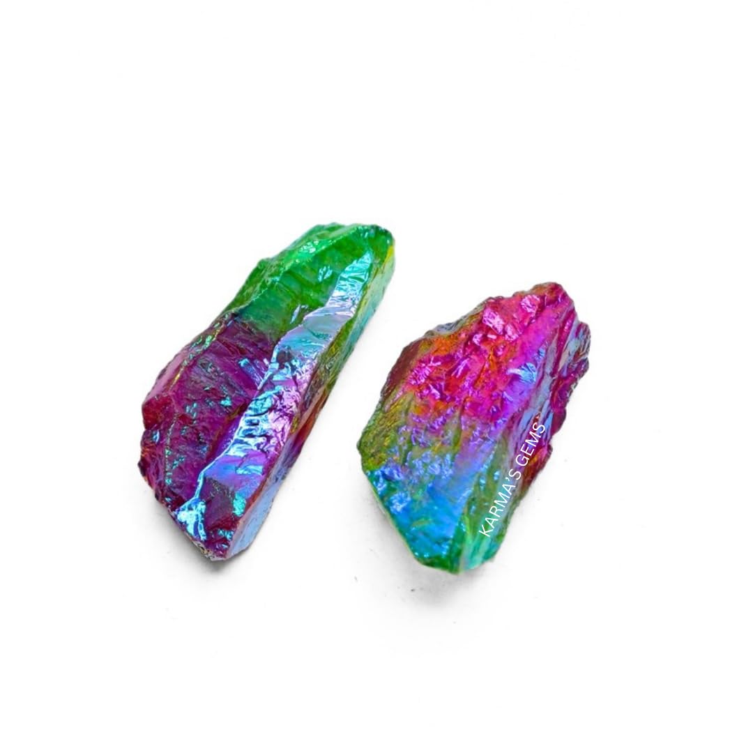 Crystals, Rocks, Jade, Crystals and Healing Stones, Witchcraft Supplies, Healing Crystals, Stones, Healing Stones, Rock Collection, Agate, Raw Stones (Ruby-Green Aura Quartz, 2 Pcs)