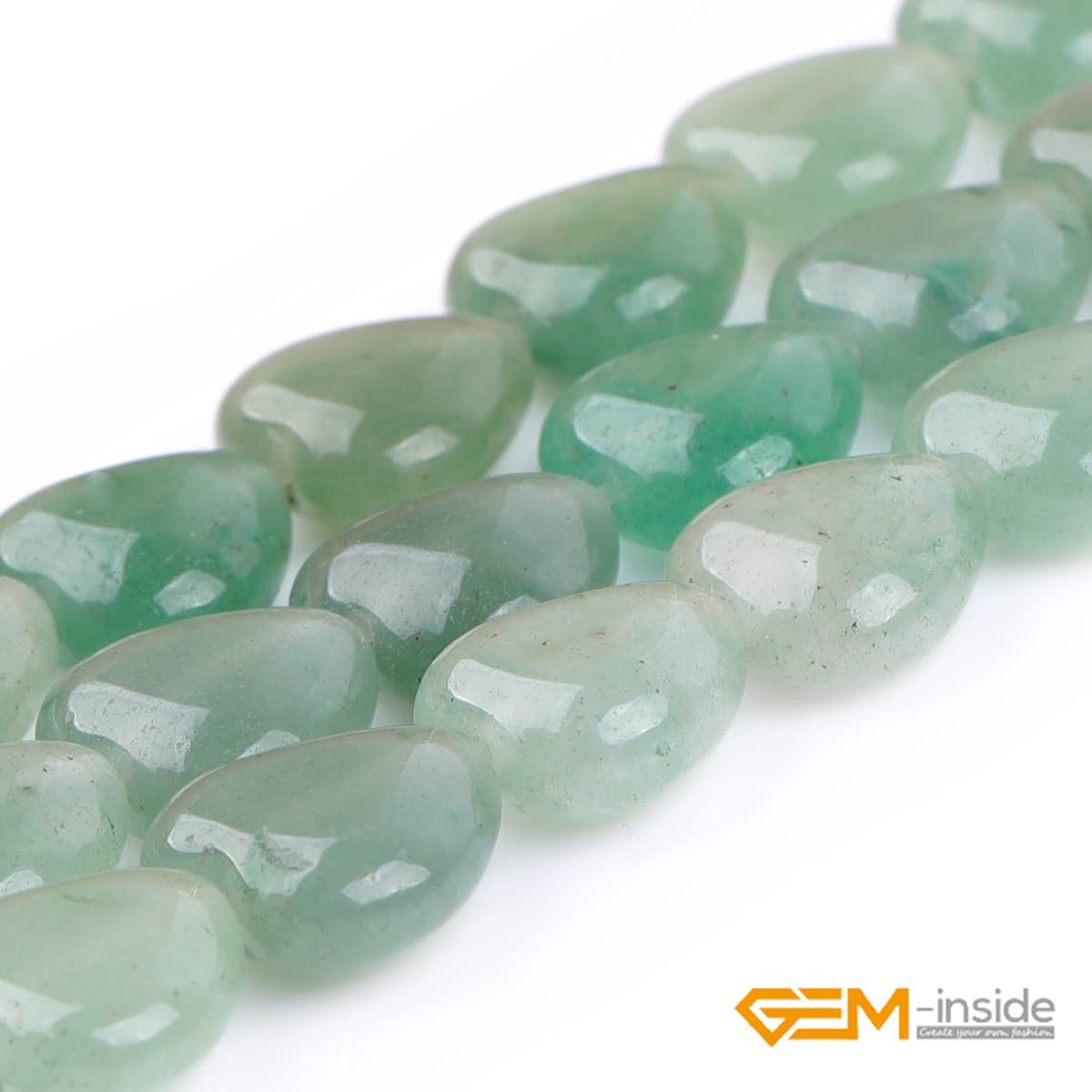 GEM-Inside 10mm Heart Charms Natural Green Aventurine Jade Stone Beads for Jewelry Making Full 15" Strand Power Energy Healing Chakra Stone Beads