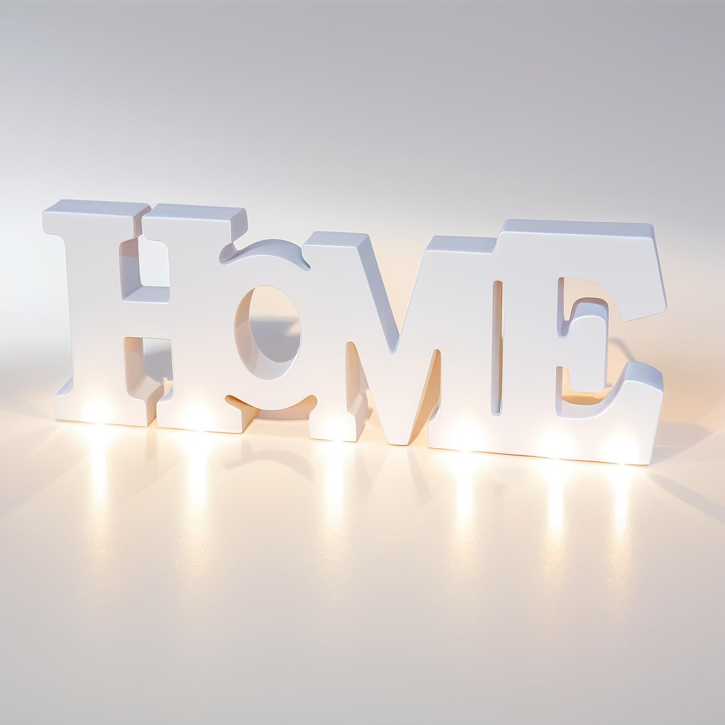 Wooden Blocks Wall and Table Top Decor: Freestanding Letter HOME Sign for Living Room, Entryway or Party Decor (White)