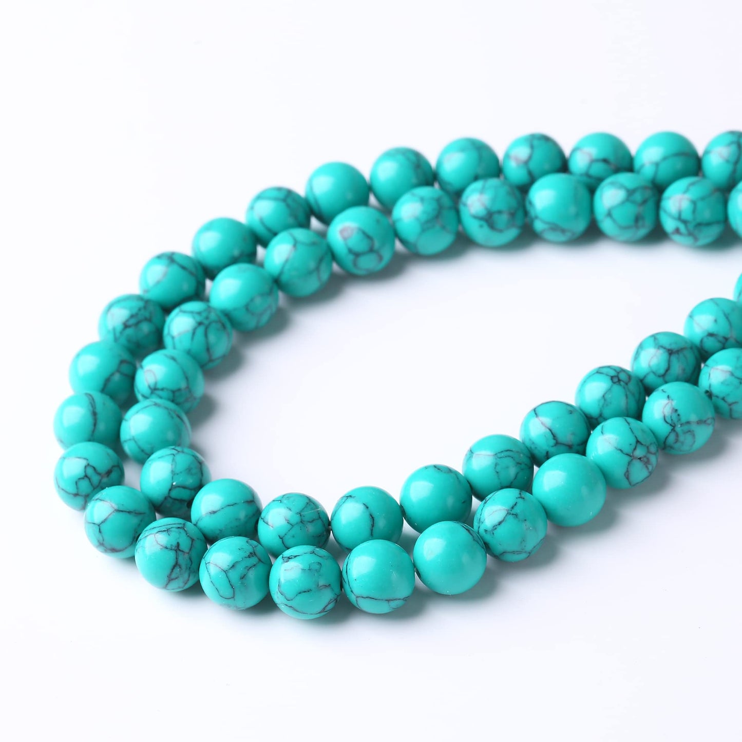 10MM Green Turquoise Round Loose Beads Natural Gem Beads Crystal Energy Stone Beads for Jewelry Making DIY Bracelet Necklace