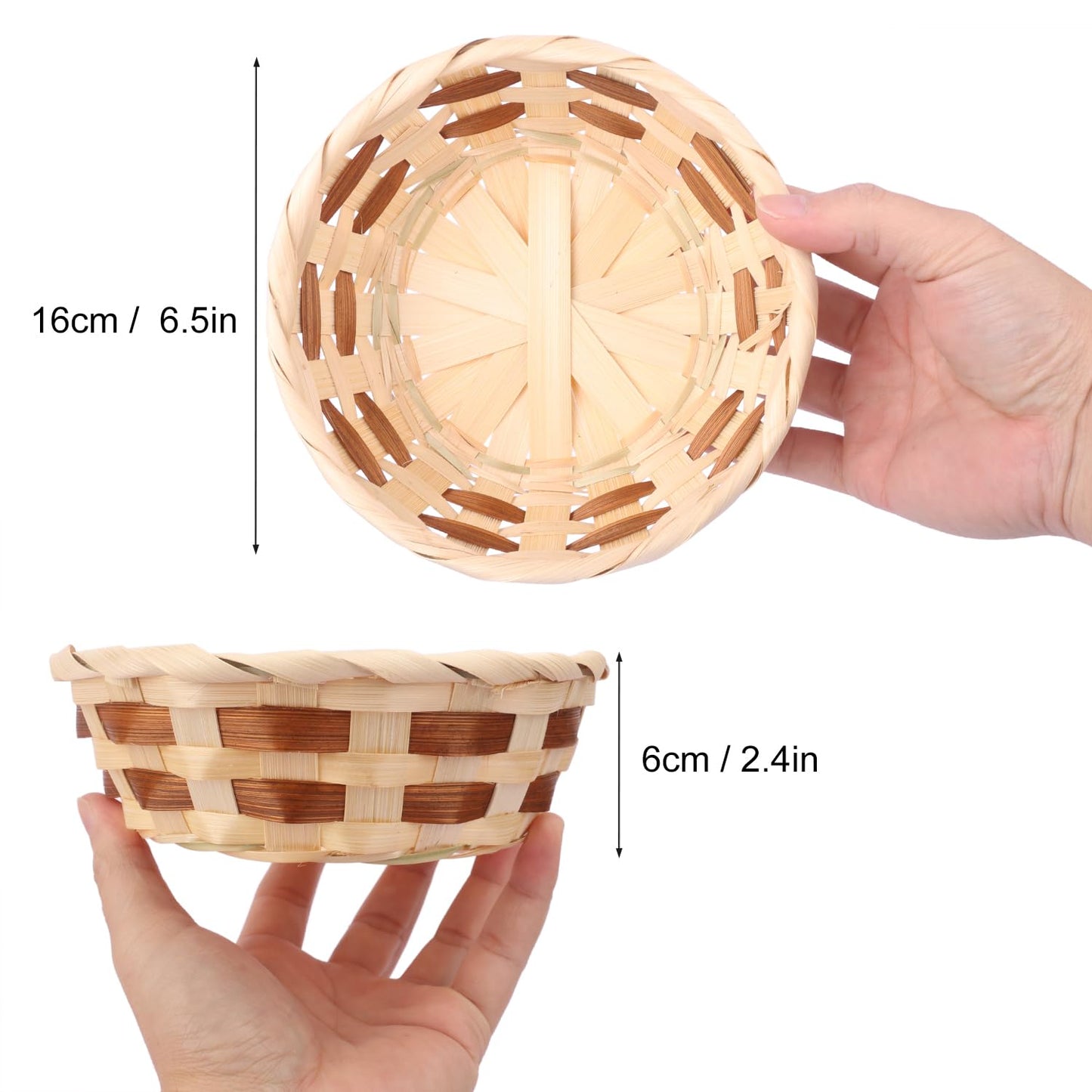20 Pack Bamboo Bread Basket, 6.5 Inch Round Gift Baskets, Woven Fruit Baskets, Food Serving Baskets, Food Storage Basket for Kitchen Restaurant or Decor and more, by GNIEMCKIN