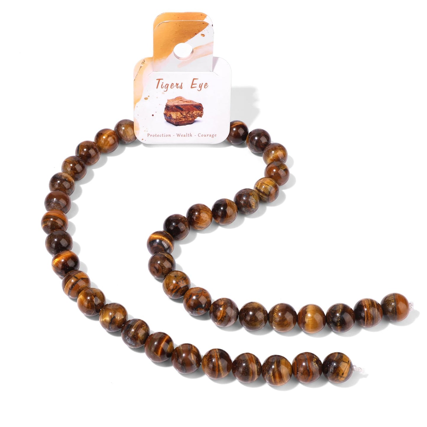 40pcs 10mm Natural Tiger Eyes Gemstone Beads Healing Crystal Round Loose Stone Beads for Jewelry Making, Crystal Stone Beads for Bracelets Necklace Earrings Making