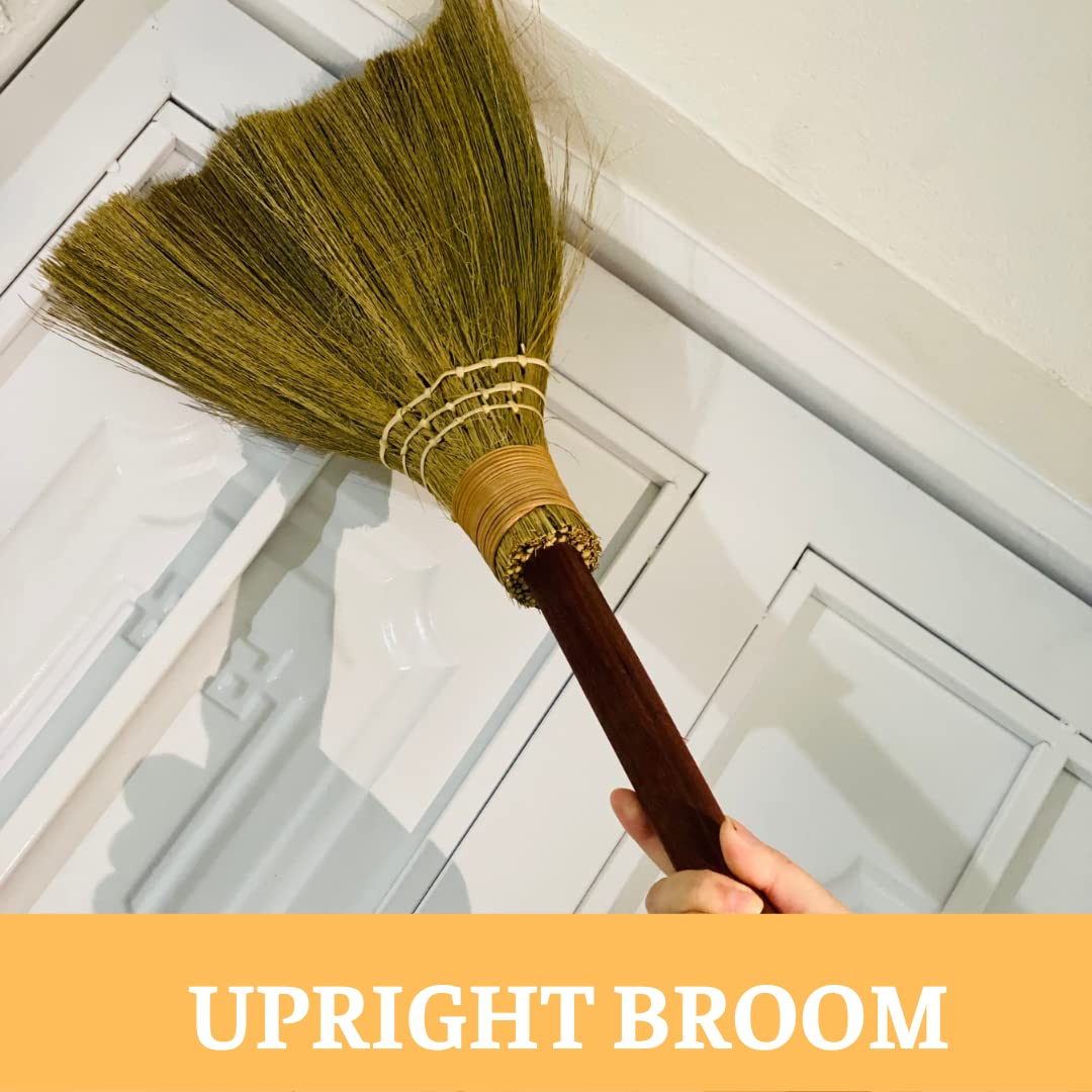 TTS For Home Natural Whisk Sweeping Hand Handle Broom - Vietnam Handmade Straw Soft Broom Design for Home, Kitchen, Grage, Bedroom 12.2" Width, 28.35" Length