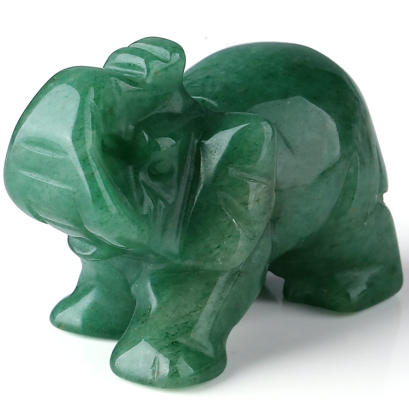 QINJIEJIE Green Aventurine Elephant Crystals Elephant Decor Pocket Polished Crystal Statue Guardian Figurine Office Hippie Room Cute Green Desk Decor Spiritual Gift Love Christmas Stocking Stuffers