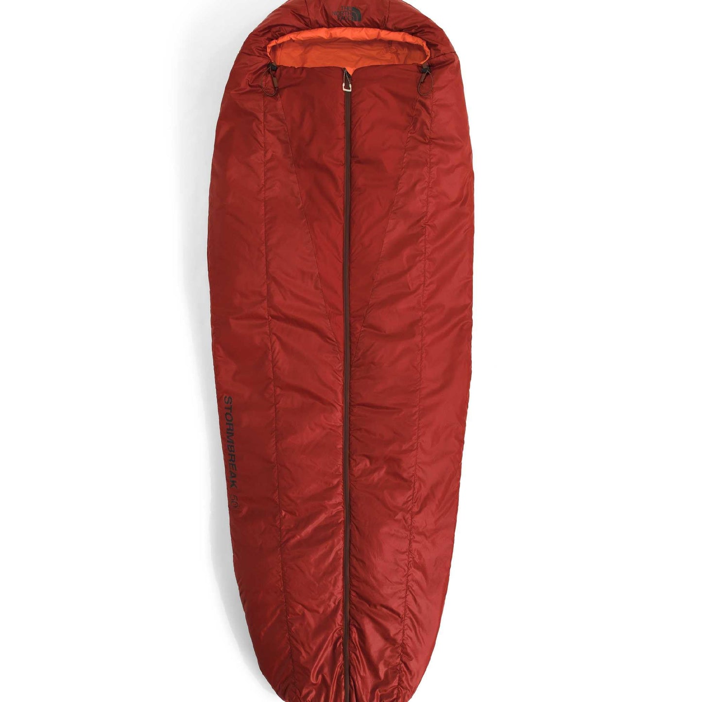THE NORTH FACE Stormbreak 50F / 10C Backpacking Sleeping Bag - Water Repellent, Fully Insulated, Includes Stuff Sack, Iron Clay/Lava Red, Long