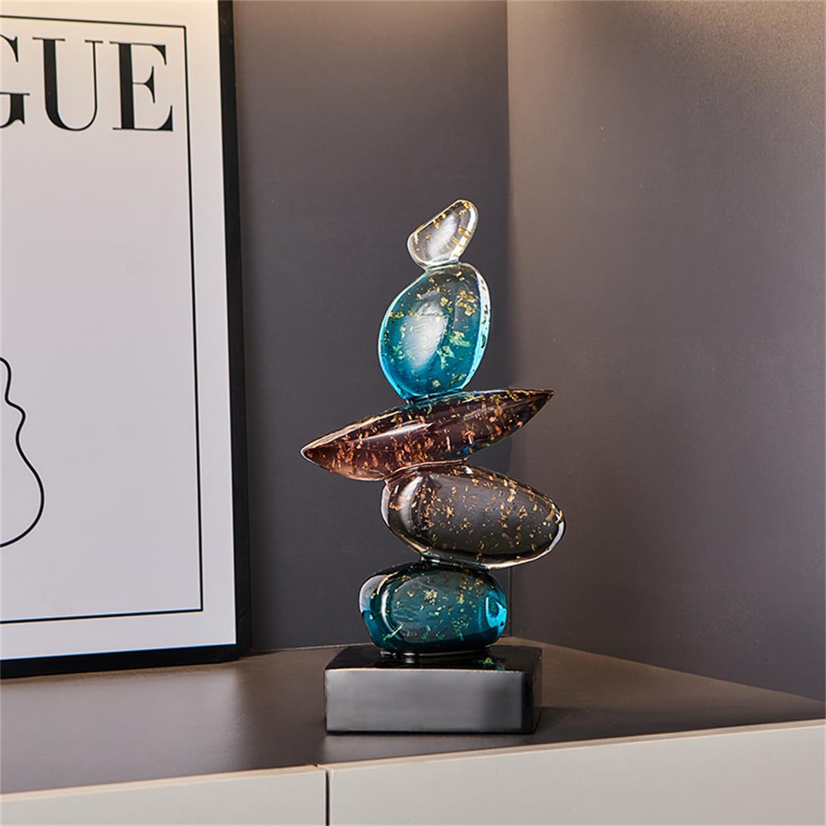 AWNR Resin Pebble Shape Sculpture Decor -Aesthetic Home Decor for Living Room, Office Desk, Shelf,Display,entryway,Housewarming Gifts