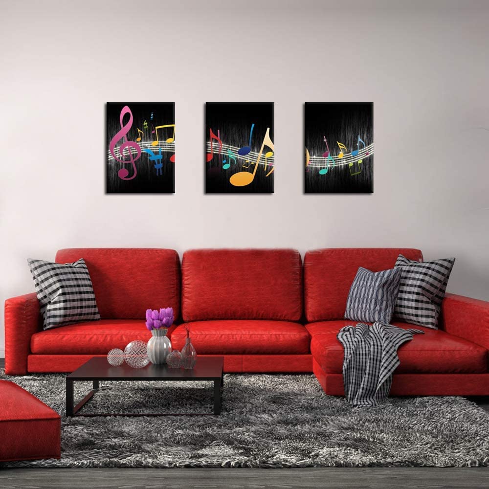 Biuteawal - Music Wall Art Modern Musical Note Canvas Prints Stretched and Framed Beautiful Notes Beating on Staff Picture Decor Artwork for Party Home Living Room Bedroom Ready to Hang