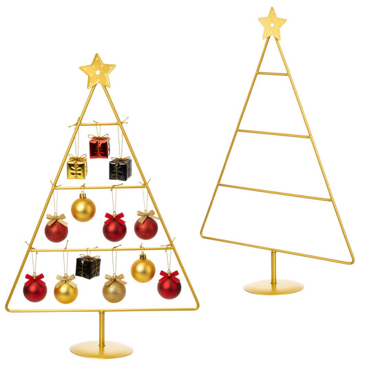 Yookeer 17.95 Inch Ornament Display Stand Metal Decorative Tabletop Ornament Village Tree Shaped Display Stands Holder for Farmhouse Decorations Hanging(Gold)