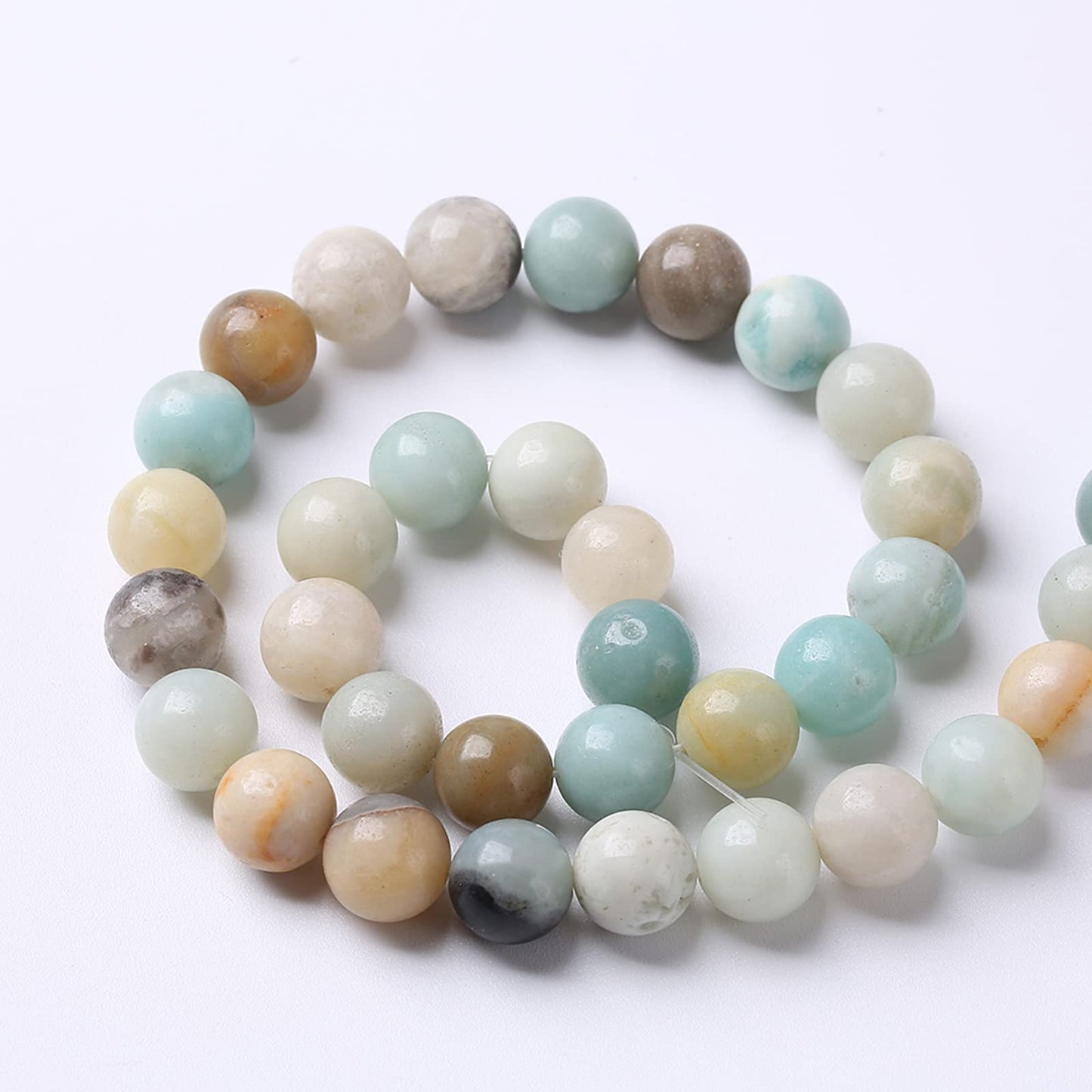 8mm 45pcs Natural Stone Beads Colorful Amazonite Gemstone Round Loose Beads for Jewelry Making DIY Bracelet Necklace Earrings15 Inch