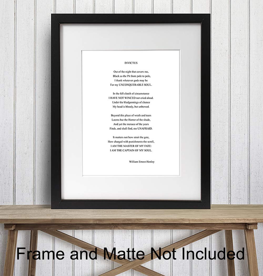Invictus Poem Wall Art Print Typography - 8x10 Unframed Photo - Makes a Great Gift for Home Decor - Motivational and Inspirational