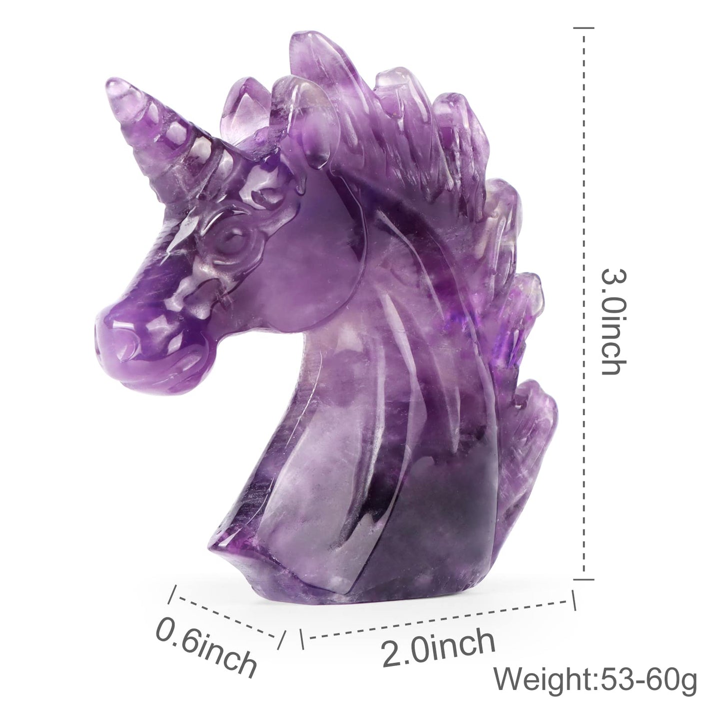 Artistone 3" Amethyst Crystal Unicorn Statue Hand Carved Gemstone Purple Unicorn Horse Stone Animal Carvings Collectible Figurine Reiki Meditation Desk Home Decor Gift