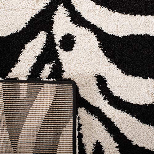 SAFAVIEH Florida Shag Collection Accent Rug - 3'3" x 5'3", Ivory & Black, Non-Shedding & Easy Care, 1.2-inch Thick Ideal for High Traffic Areas in Entryway, Living Room, Bedroom (SG452-1290)