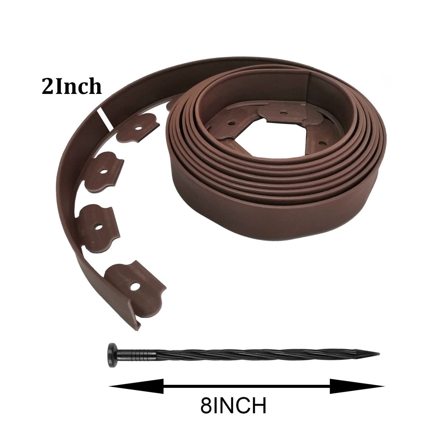 Landscape Edging,20ft Plastic Garden Edging with 20 Stakes,Lawn Edging for Lawn,Yard,Flower Gardens Border (Brown-20FT)