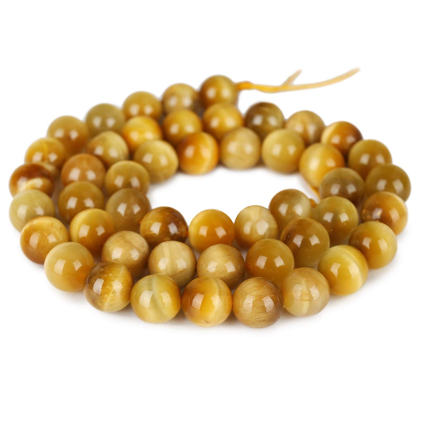 Natural Honey Gold Tiger Eye Beads, Grade AAA Gemstone Round Loose Beads 10MM 40PCs Bulk Lot Options, Semi Precious Stone Beads for Jewelry Making