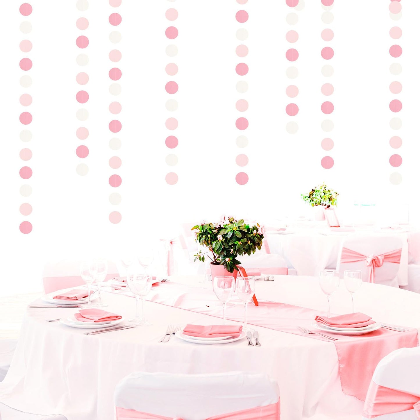 Light-Pink White Girls-Birthday Party-Decoration Garland - 52ft Baby Bridal Shower Blush Streamers,Valentines Mothers Day Graduation Bachelorette Supplies Banner Decor Lasting Surprise