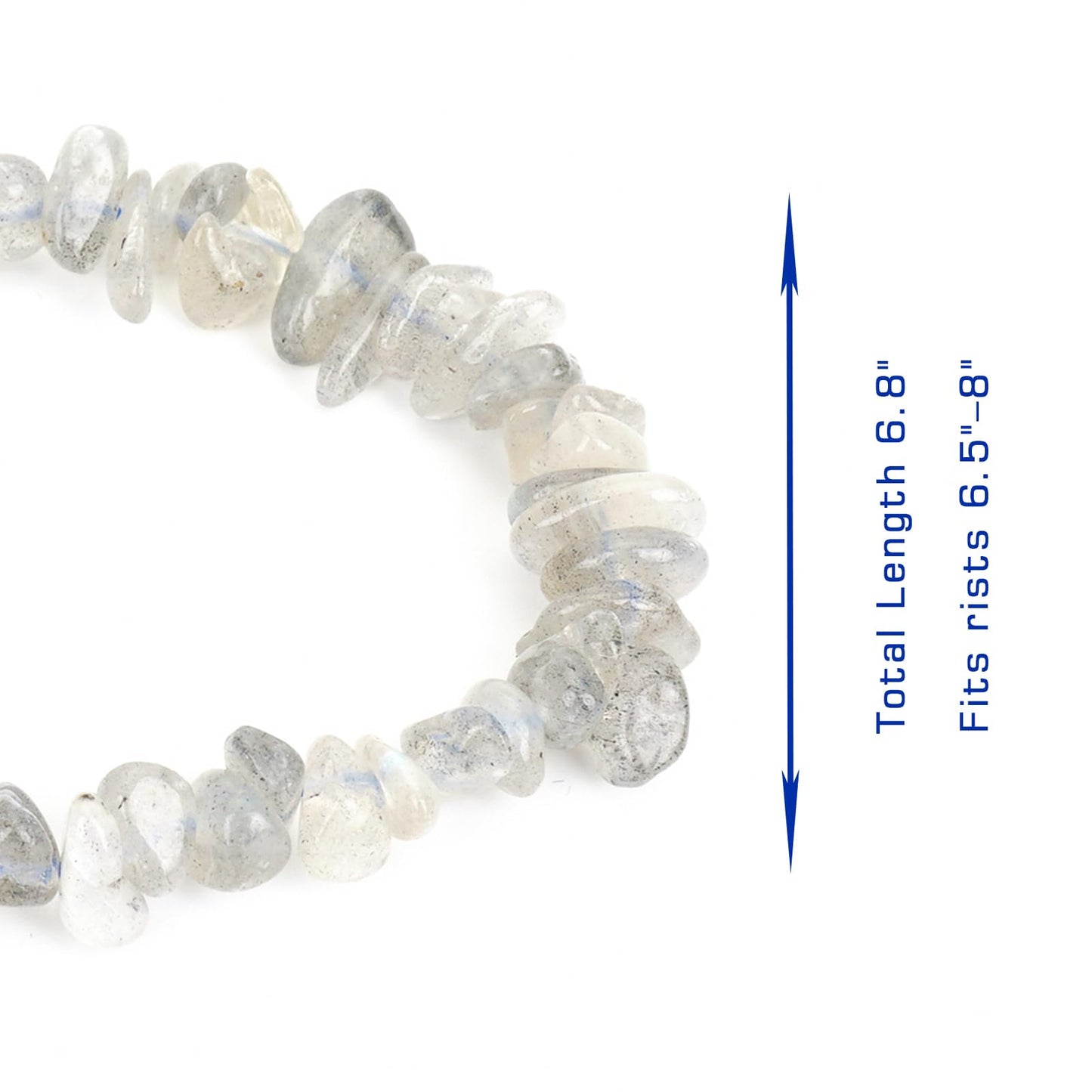 Herxion Bracelet for Women & Men- Natural Gemstone Raw Beads Stretch Bracelet, Irregular Chips Healing Crystal Jewelry. Anxiety Relief for Stress & Negative Energy Protection. Labradorite.