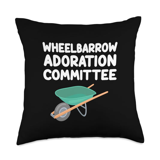 Wheelbarrow Adoration Committee Construction Single Wheel Throw Pillow
