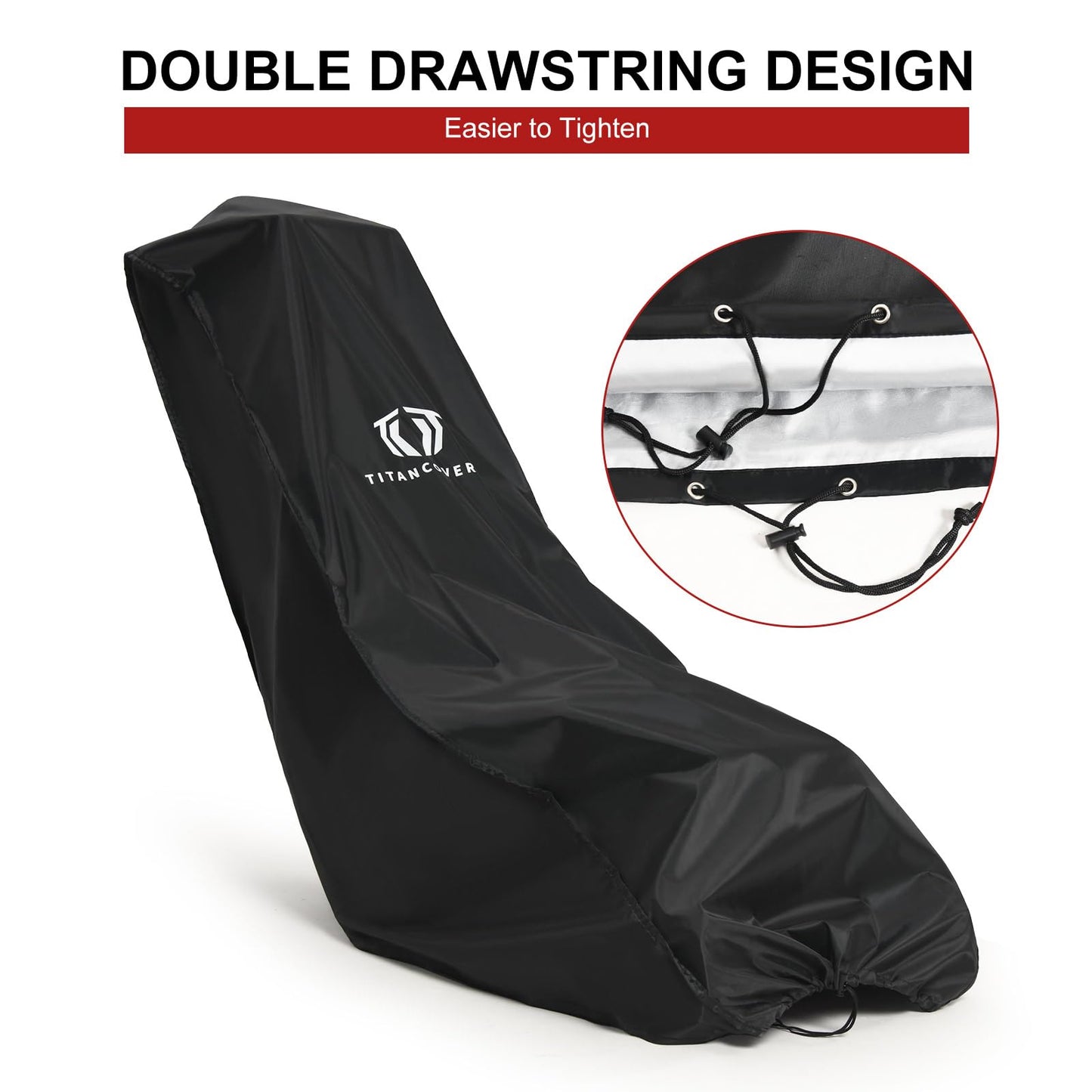 TitanCovers Lawn Mower Cover with PA Coating & Double Drawstring & Storage Bag, Heavy Duty 600D Polyester Oxford Push Mower Cover, Waterproof Lawnmower Covers for Outdoor
