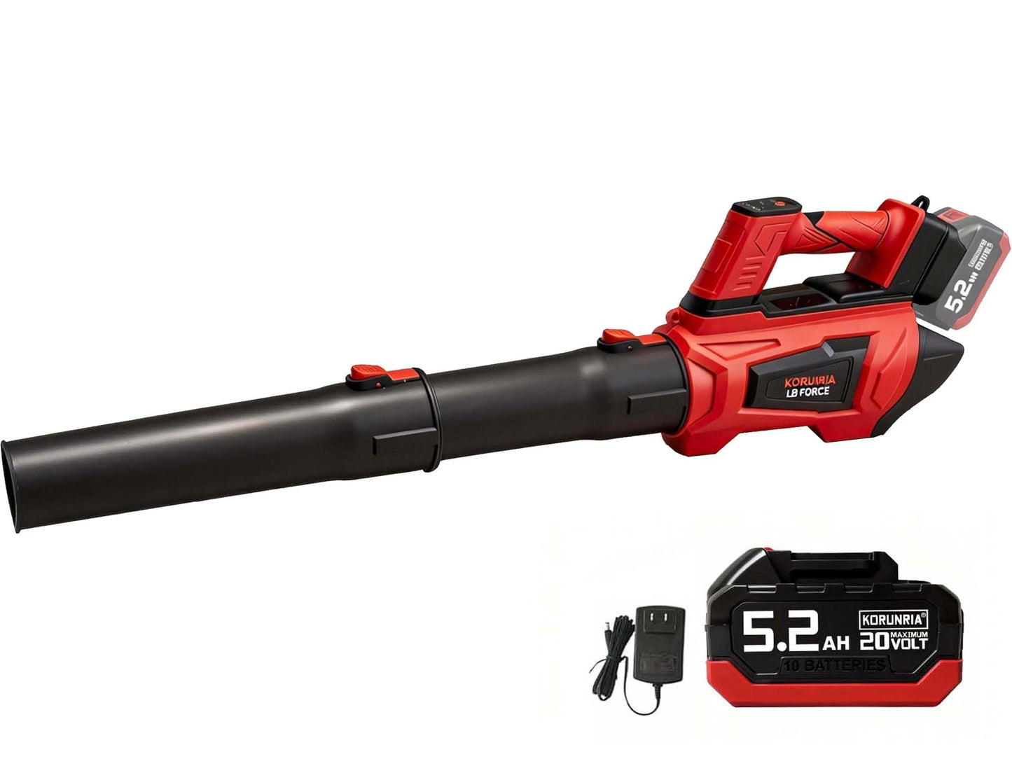 Korunria 20V Cordless Leaf Blower with Brushless Motor, 420CFM 137MPH, Lightweight Electric Leaf Blower Battery Powered, Max 80 Mins, with 5.2Ah Battery and Charger, LB Force (One Battery)