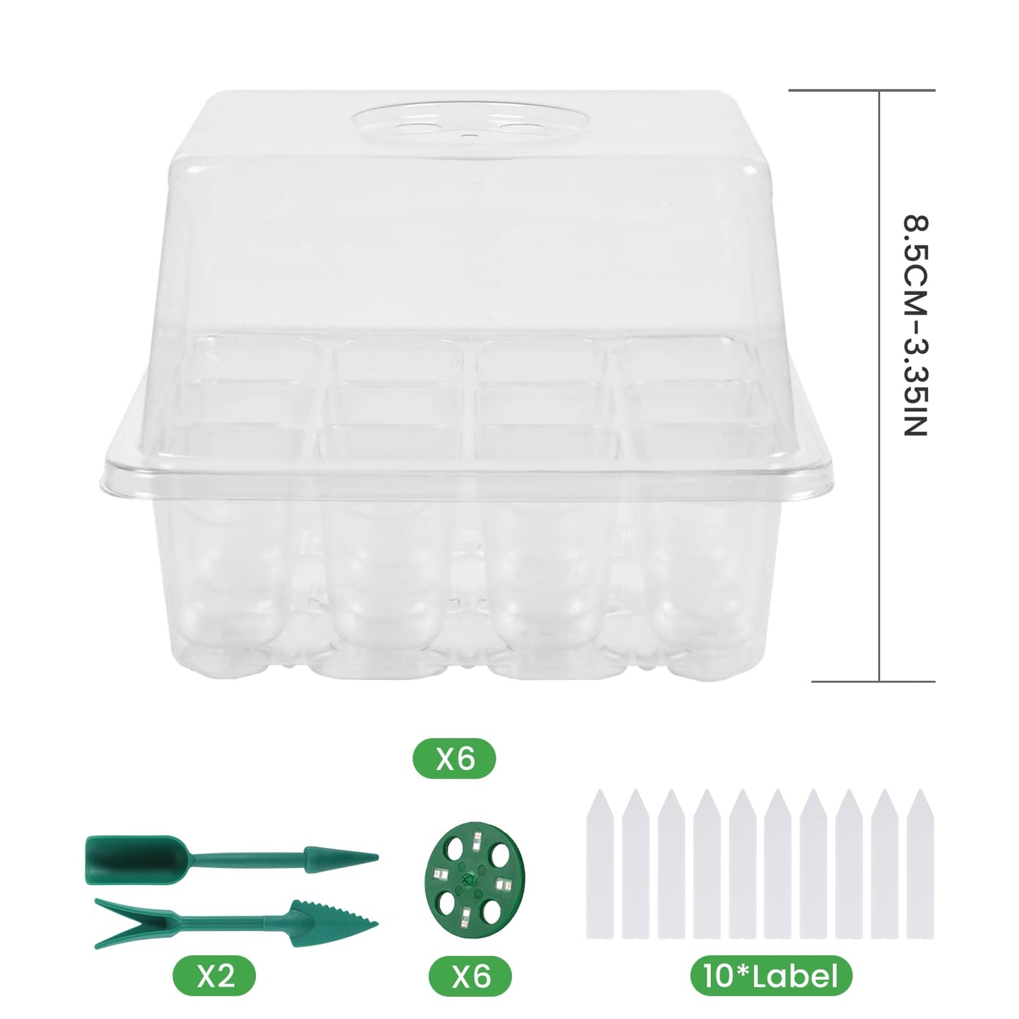 Seed Starter Trays with Grow Lights, 72 Cells Seed Starter Kit with Lights, 4 Timing Set, Germination Kit for Seed Starting Trays, Seedling Starter with High Humidity Control Domes (White, 6PCS)