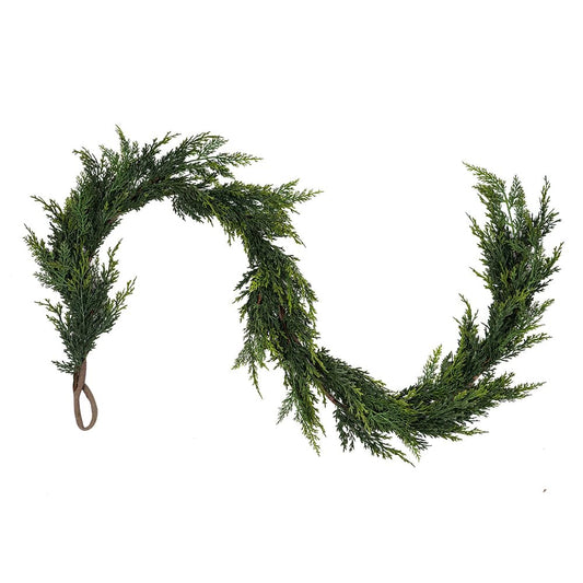 Christmas Cedar Garland,1Pcs 6ft Real Touch Cedar Pine Garland for Mantle Fireplace Outdoor Indoor Christmas Decorations