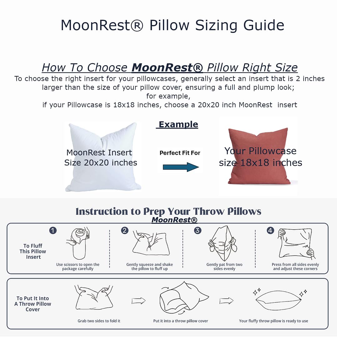 MoonRest® 14x36 Inch Synthetic Down Alternative Rectangle Pillow Insert Form Stuffer for Sofa Shams, Decorative Throw Pillow, Cushion and Bed Pillow Stuffing - Hypoallergenic 14” X 36”
