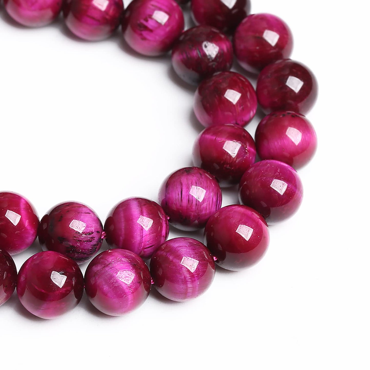 6mm 60PCS Natural Rose Pink Tiger Eye Stone Beads Crystal Spacer Round Loose Beads for Jewelry Making DIY Bracelet Accessories Strand 15 inches