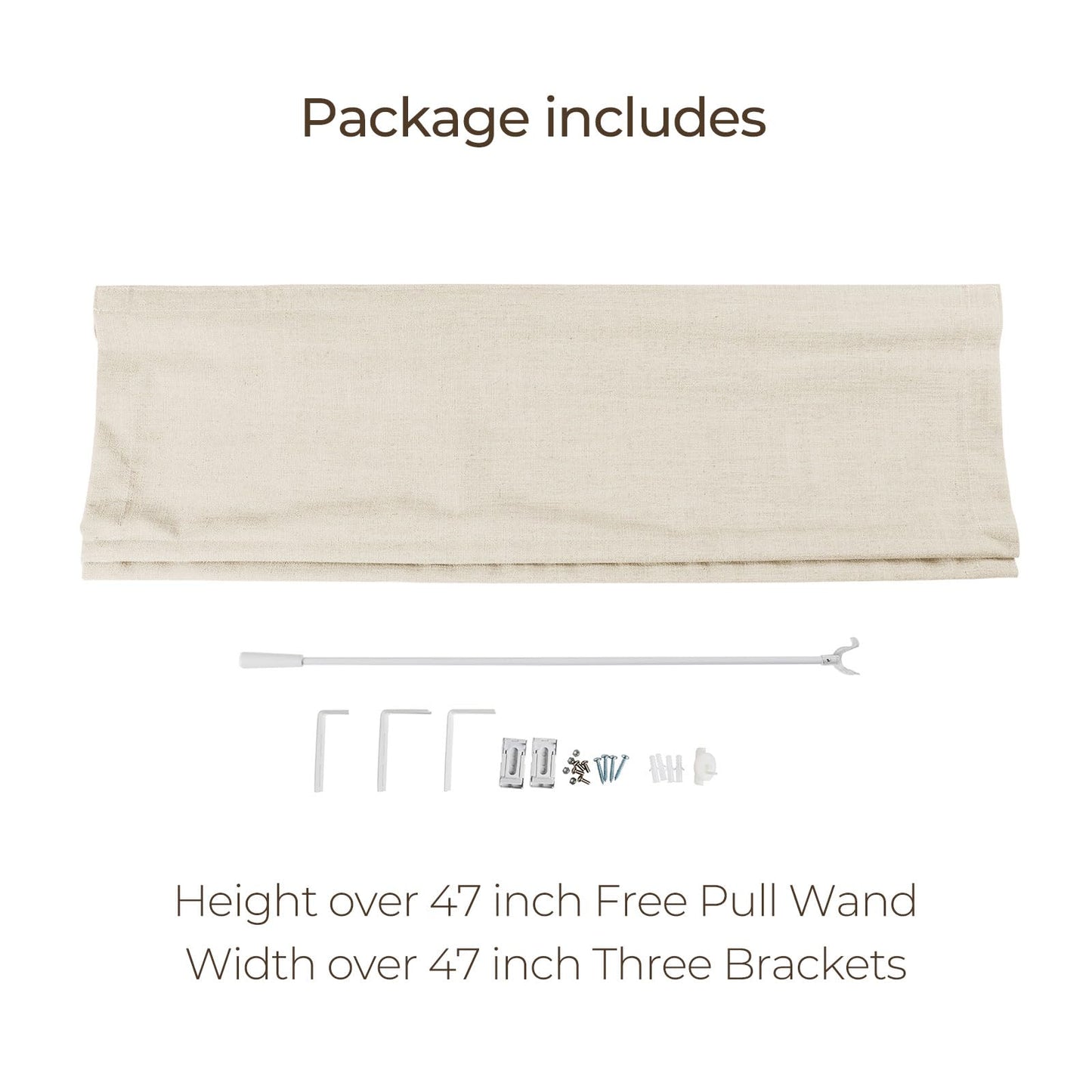 TWOPAGES Linen Roman Shades for Windows Custom Cordless Blinds for Indoor Windows,French Doors,Bedroom, Living Room, Bathroom(Sand Beige, Custom Made)